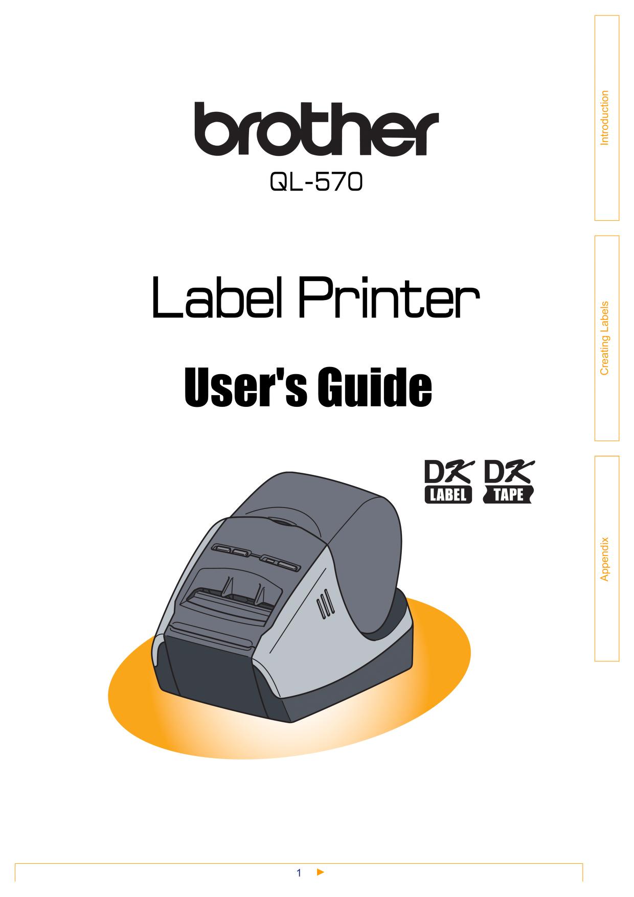 Schijnen Ligatie Samenhangend Brother QL 570 - P-Touch B/W Direct Thermal Printer User guide : Free  Download, Borrow, and Streaming : Internet Archive