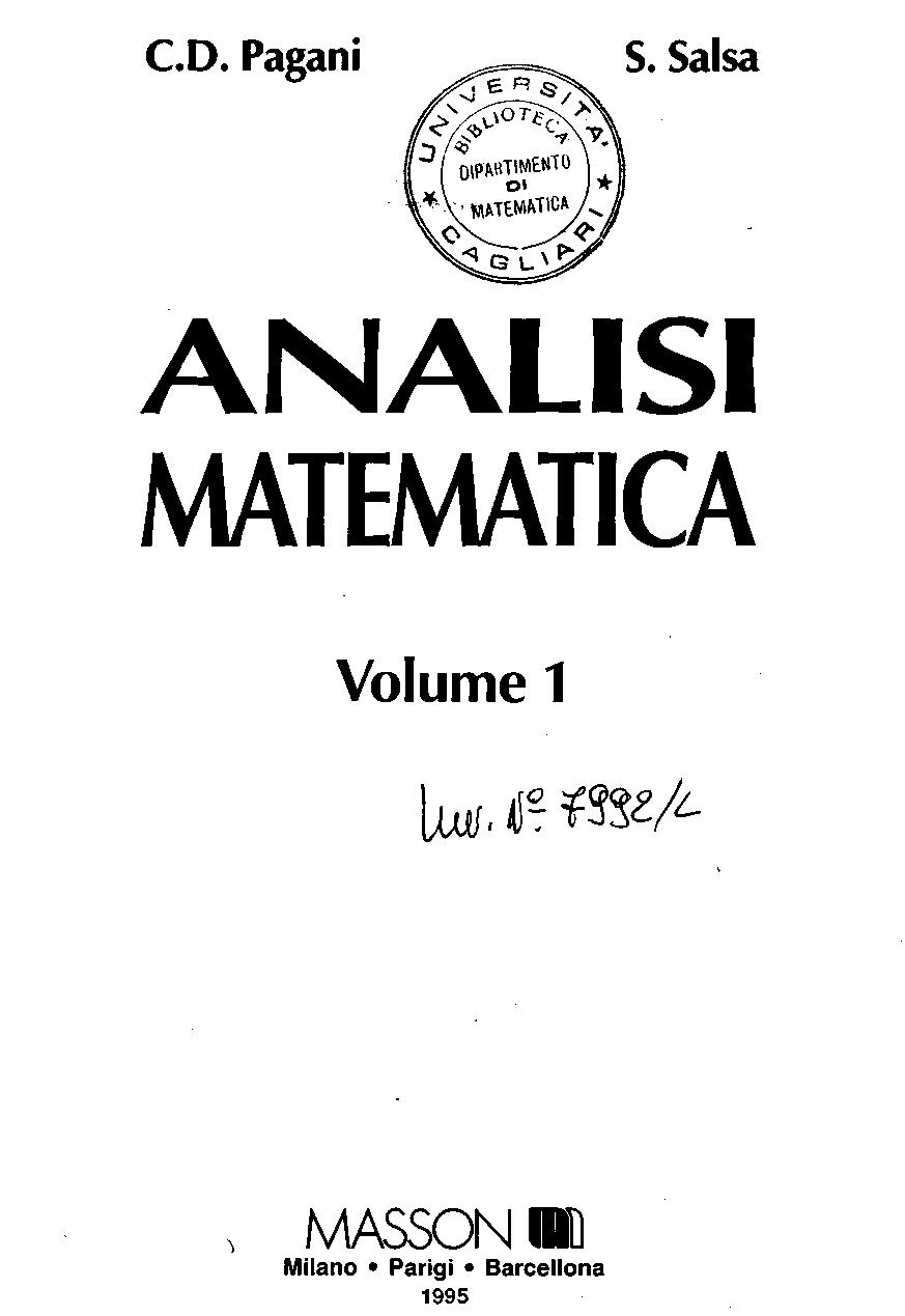 Analisi Matematica 1 : Free Download, Borrow, and Streaming : Internet  Archive